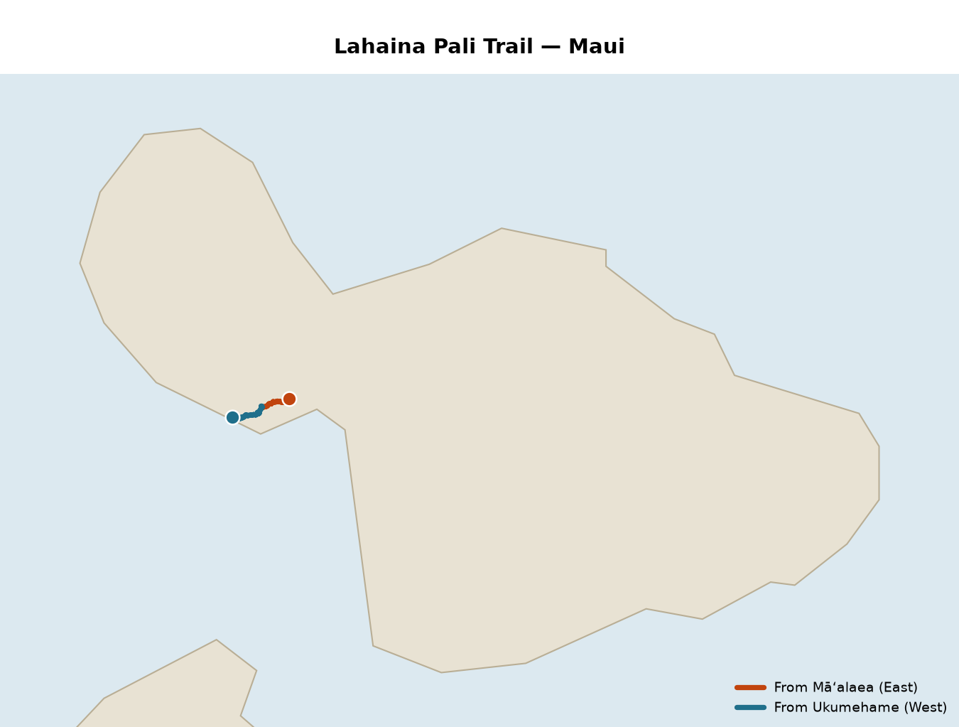 Lahaina Pali Trail location on Maui