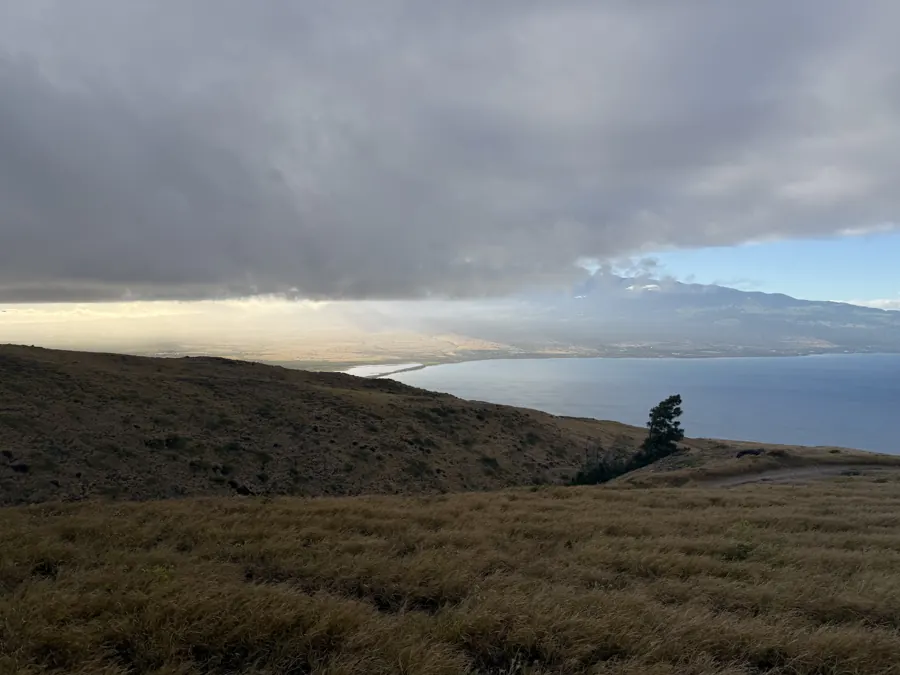 Same spot, turned the other way, looking at the central Maui isthmus under low clouds.